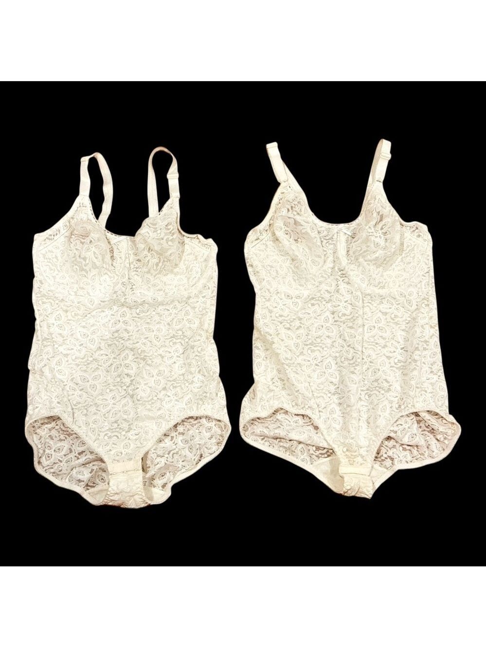 VTG 2 BALI UNDERWIRE LACE N SMOOTH STRETCH LACE SHAPEWEAR LINGERIE SZ 36 & 38 DD